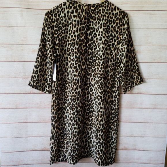 Equipment Aubrey Leopard Spotted 100% Silk 3/4 Sleeve Shift Dress Women's Small - Picture 11 of 14